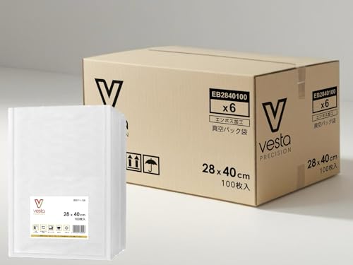 Vesta Precision 真空パック袋 28×40cm100枚入り 箱売り6セット入り 合計600枚 エンボス加工 耐熱-40〜100℃ BPAフリー 安全素材 冷凍 冷蔵 電子レンジ 湯煎 低温調理 真空調理 家庭用 業務用 真空パック機対応 食品安全試験合格